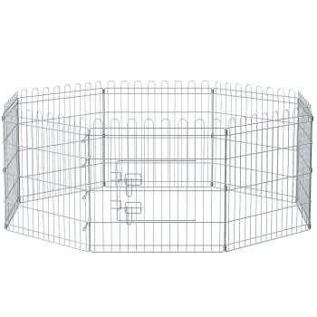 FEANDREA Welpenauslauf Faltbar Silber 3 FEANDREA Welpenauslauf Faltbar Silber