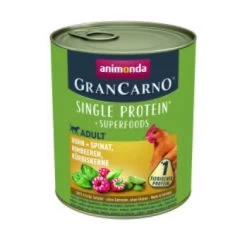 Animonda GranCarno Single Protein Superfoods Huhn & Spinat, Himbeeren, Kürbiskerne 6x800 G